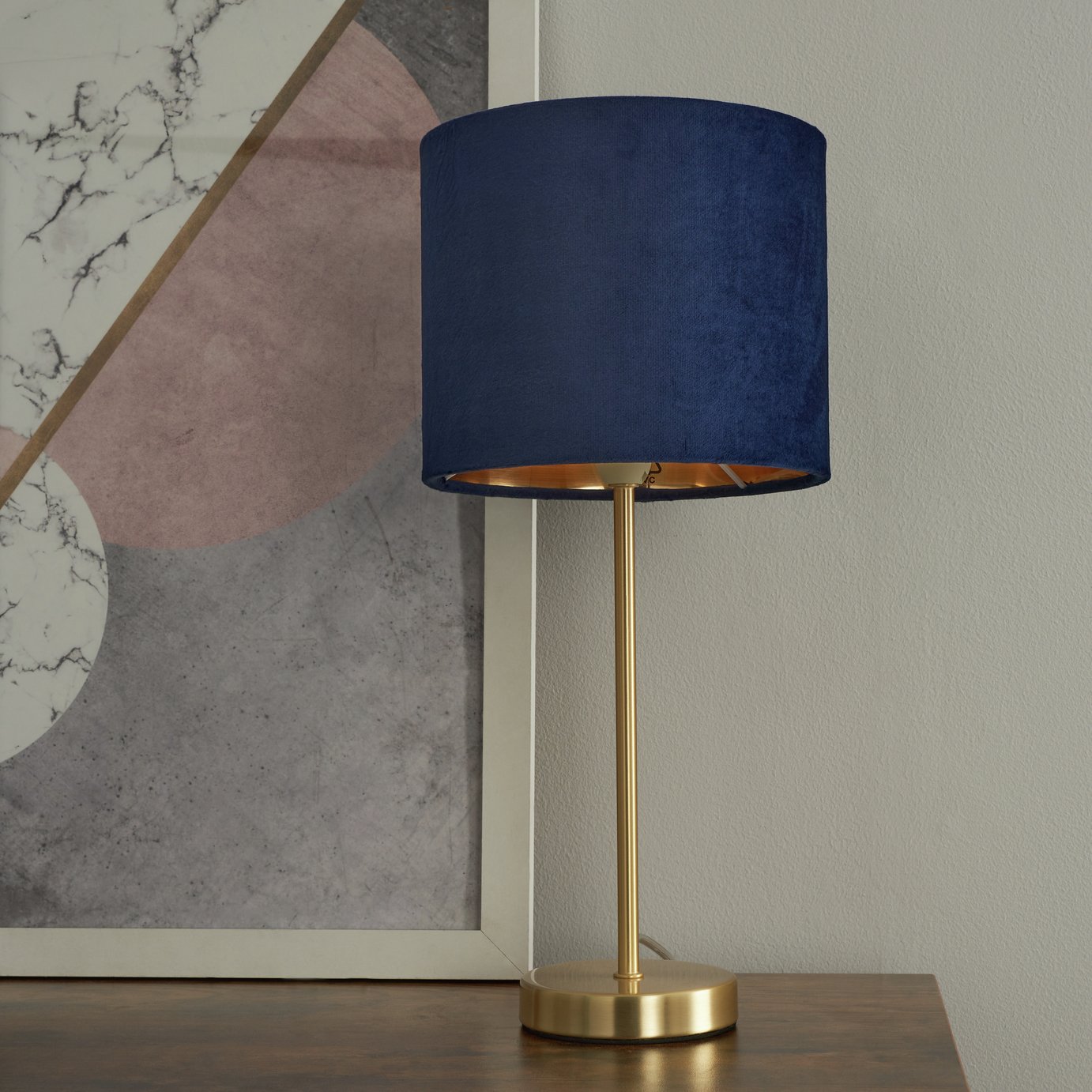 BHS Vera Velvet Steel Table Lamp