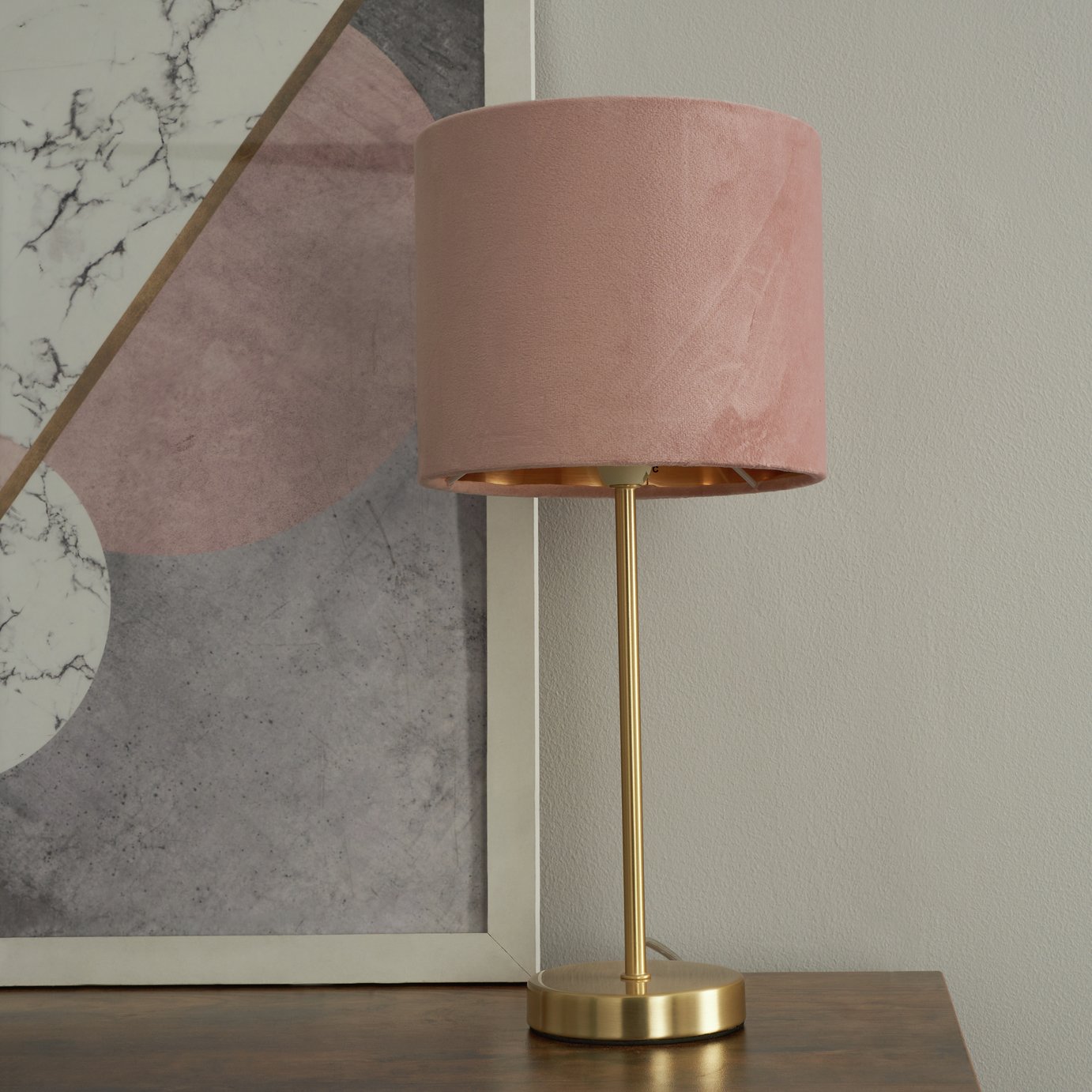 BHS Vera Velvet Steel Table Lamp