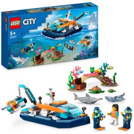 LEGO City Explorer Diving Boat Set with Submarine Toy 60377