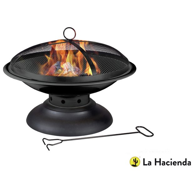 Buy La Hacienda Large Steel Firepit With Pedestal Stand Fire Pits