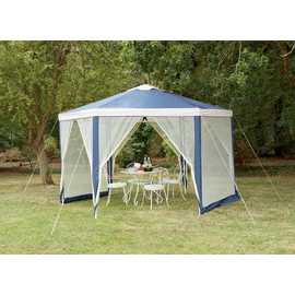 Argos Home 4m Hexagonal Garden Gazebo with Side Panels -Blue