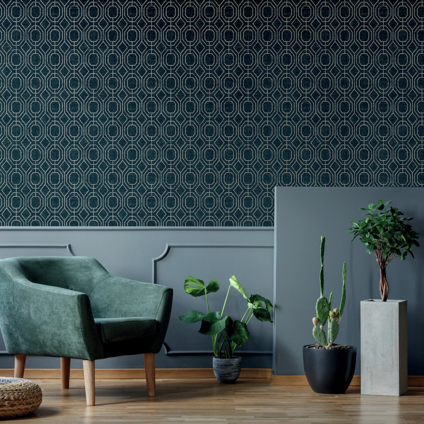 Superfresco Easy Luxe Geo Teal Wallpaper