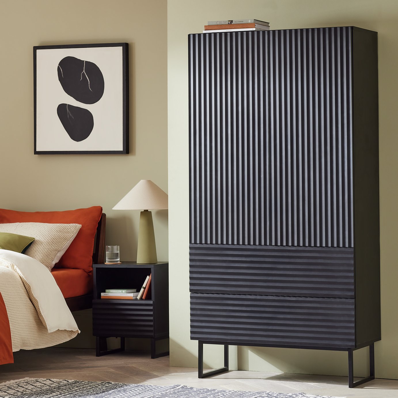 Habitat Cairo 2 Door 2 Drawer Wardrobe - Black