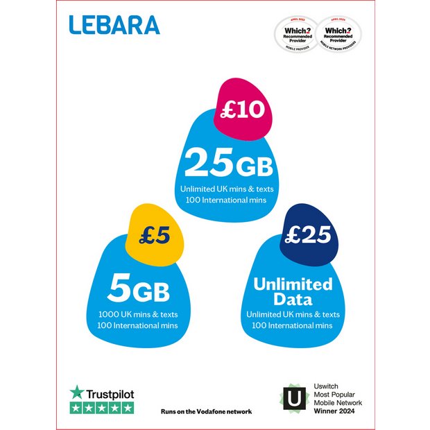 tale Patriotisk modbydeligt Buy Lebara 15GB Pay As You Go Sim Card | SIM cards | Argos