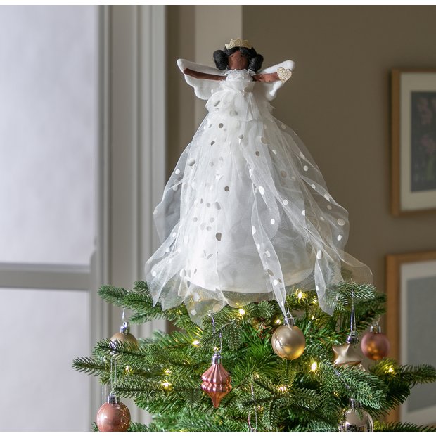 Buy Argos Home Felt Angel Tree Topper - Black | Christmas tree ...