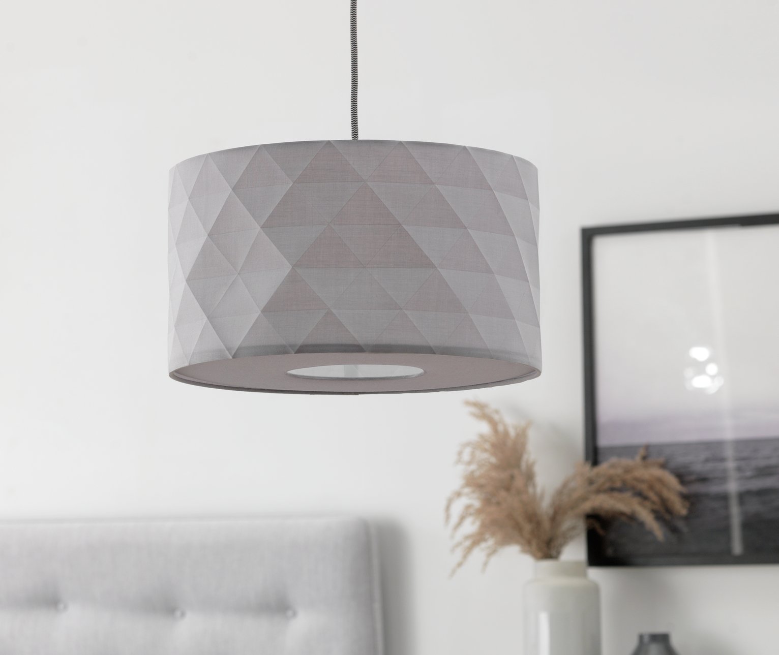 Argos Home Grey Geometric Easy Fit Lampshade - 40 cm