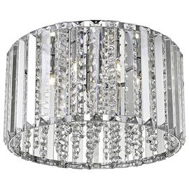 Impex Ferrara Crystal 4 Light Flush to Ceiling Light- Chrome