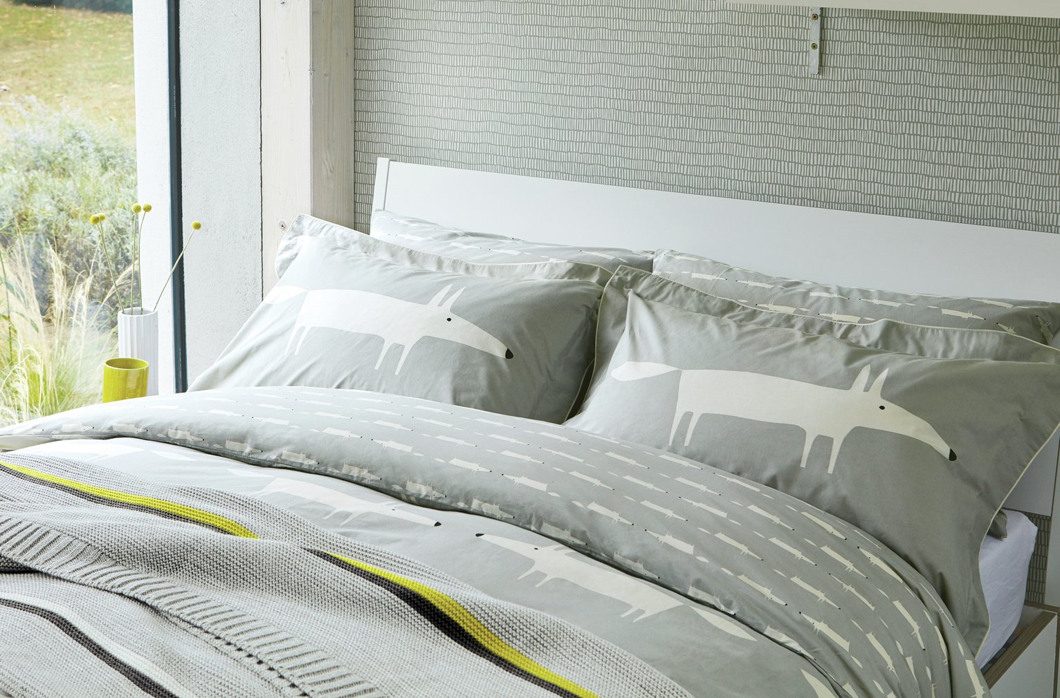 Scion Cotton Mr Fox Silver Bedding Set - King size