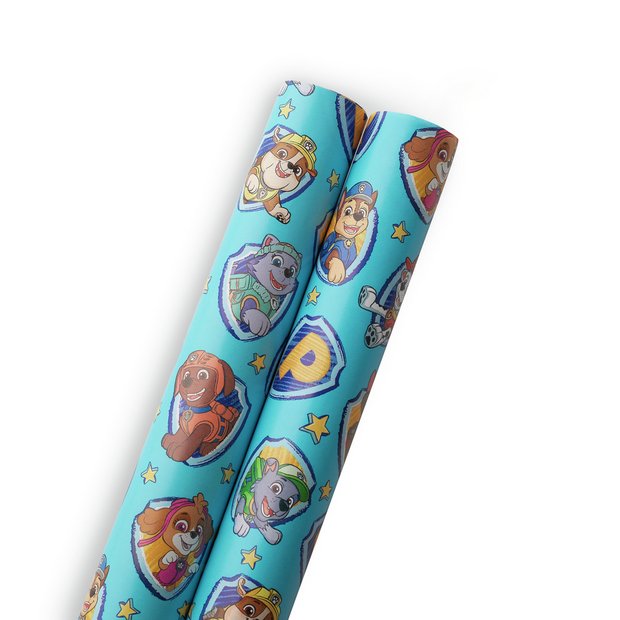 Paw Print Dog Cat Pet on Blue Premium Gift Wrap Wrapping Paper Roll Pattern