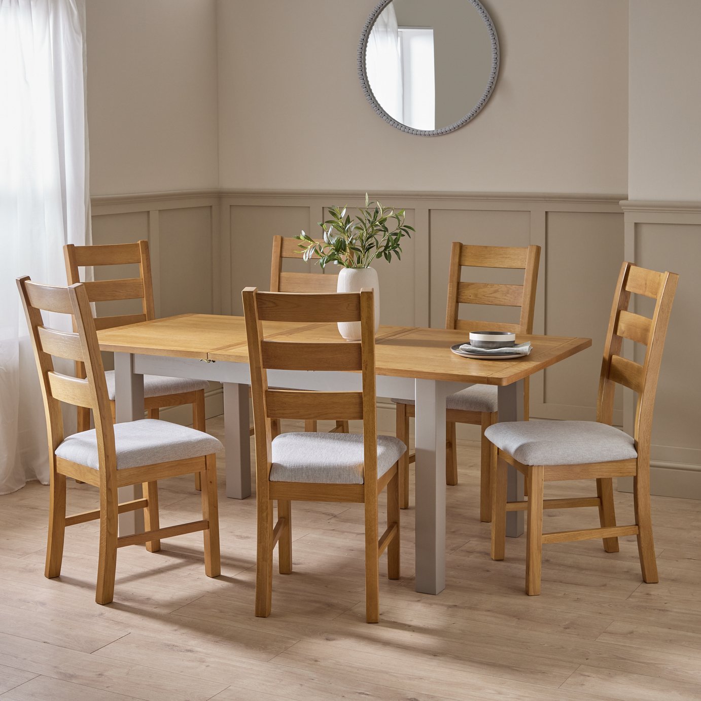 Argos Home Ashwell Extend Oak Dining Table & 6 Chairs