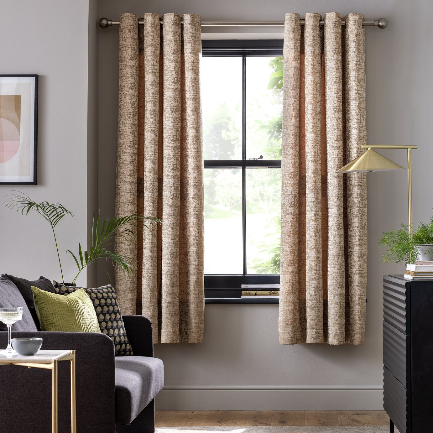 Argos Home Jaquard Eyelet Curtains - Cream - 168x229cm