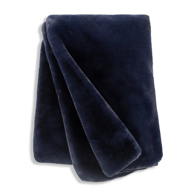 Buy Habitat Faux Fur Throw Navy 125x150cm Blankets and throws Habitat