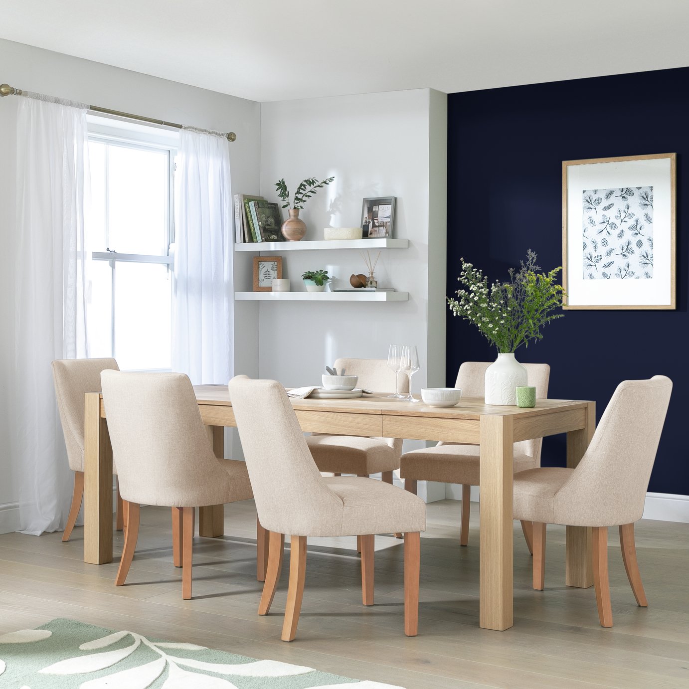 Habitat Alston Extend Natural Dining Table & 6 Chairs