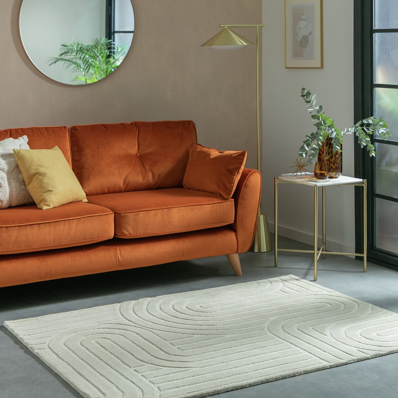 Habitat Mirage Carved Cream Cut Pile Rug - 160x230cm