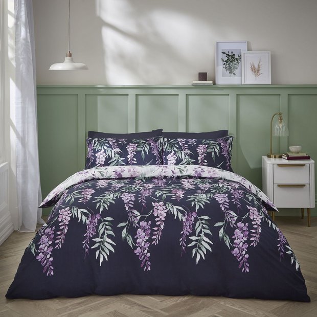 Purple and deals grey bedding