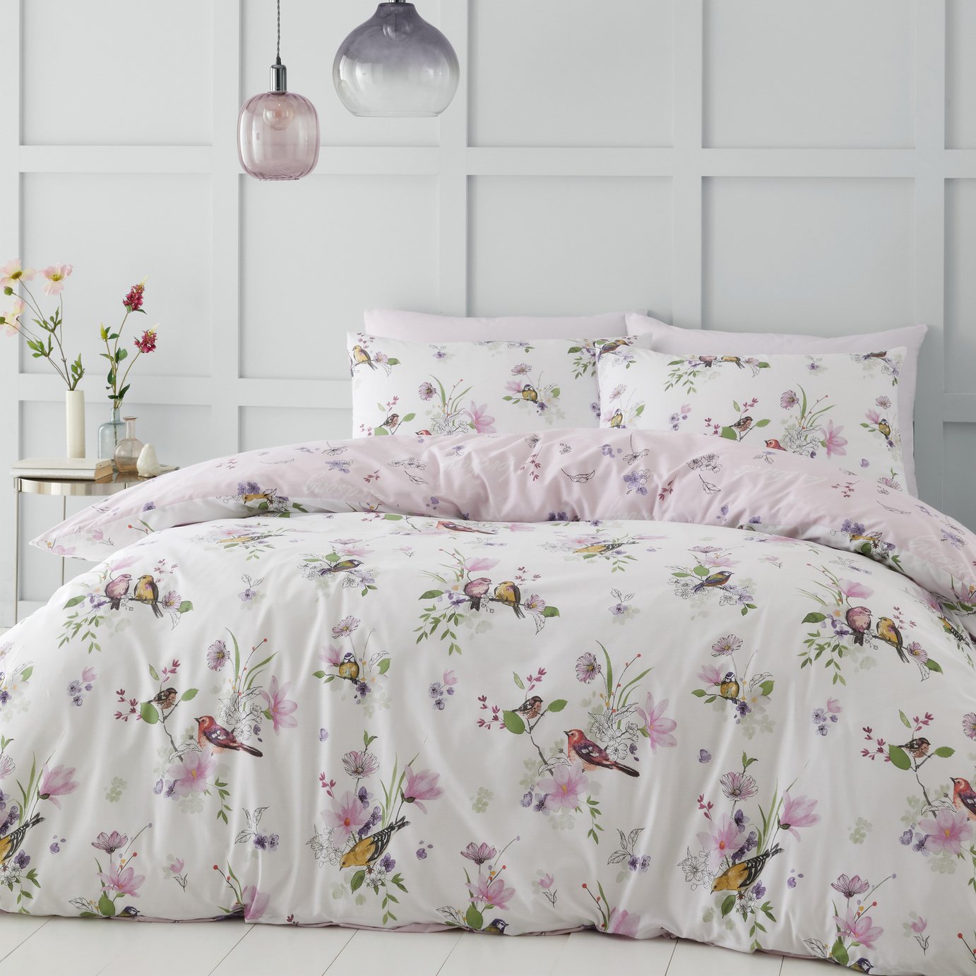 Catherine Lansfield Songbird Pink Bedding Set