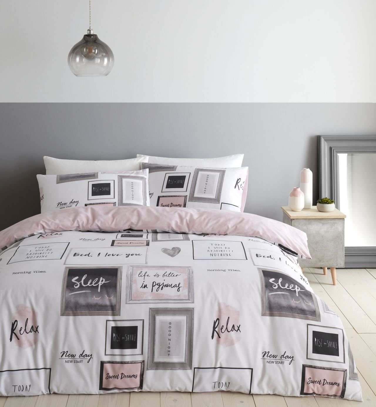 Catherine Lansfield Sleep Dreams Blush Bedding Set - Double