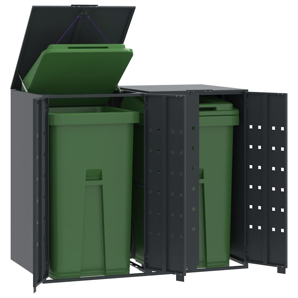Walplus Steel Wheelie Bin Store - Anthracite - 138 x 79 x 117 cm