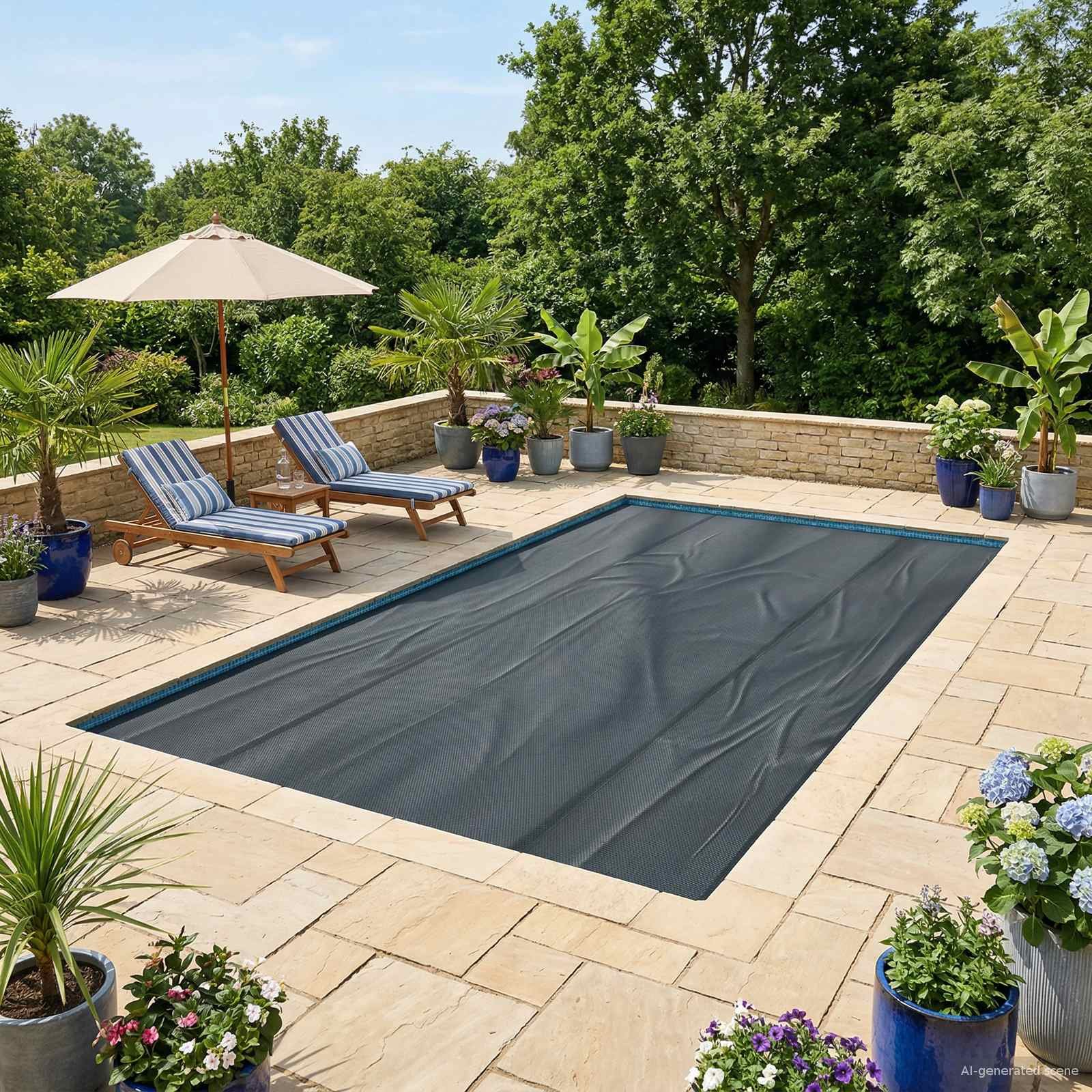 Walplus Square Polyethylene Solar Pool Cover - Black - 300 x 200 cm