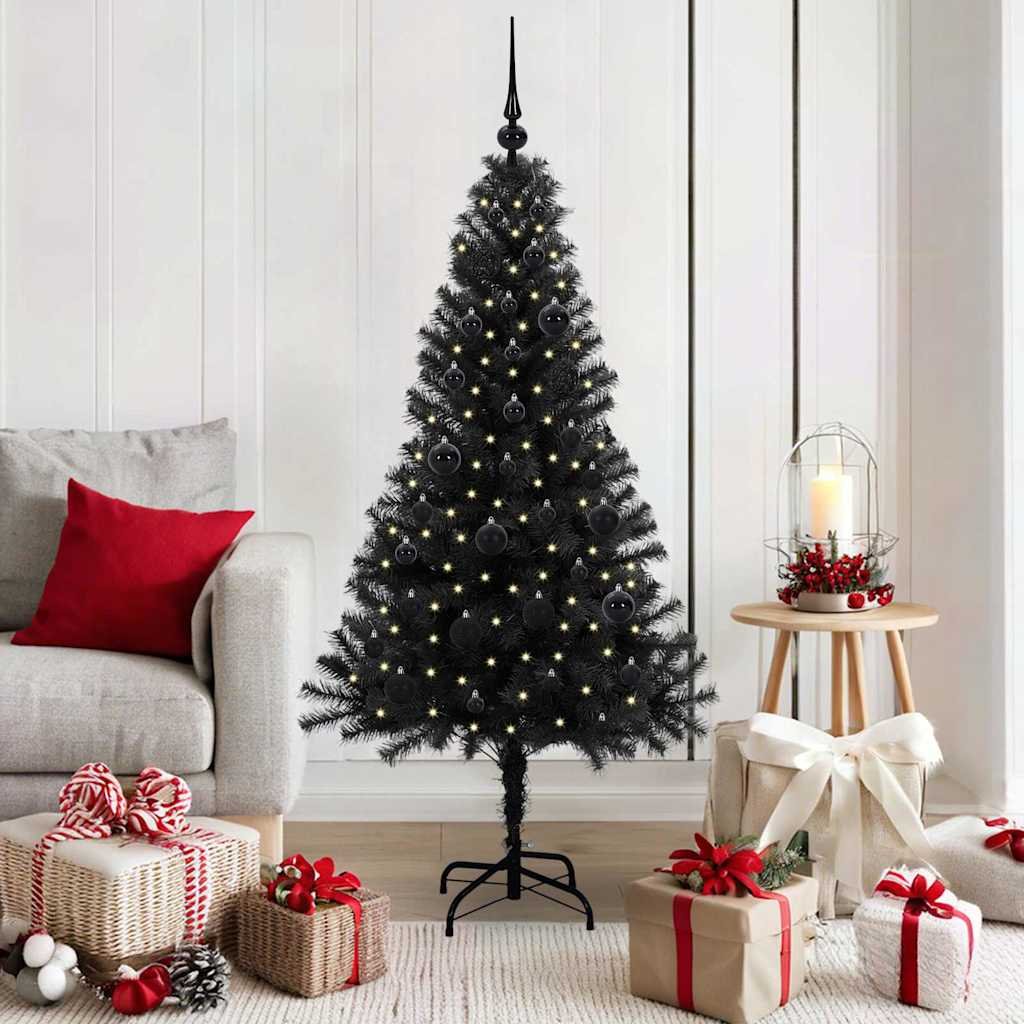 Walplus 150 LED Lights Artificial Christmas Tree 75 cm Wide - Black - 150 cm