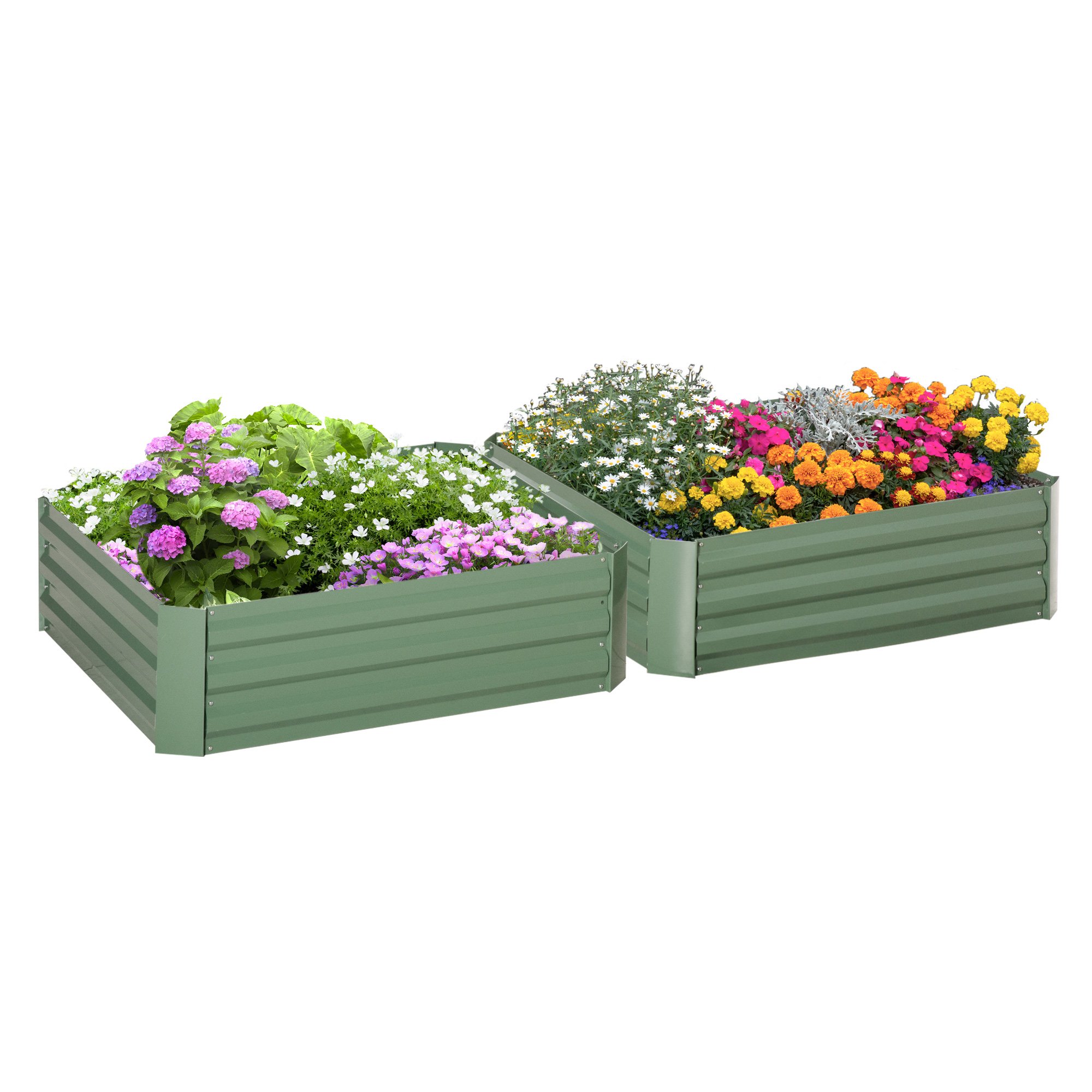 Outsunny 2 291L Galvanised Steel Raised Garden Bed - Green