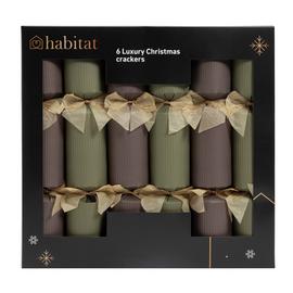 Habitat Pack of 6 Ribbed Luxury Christmas Crackers