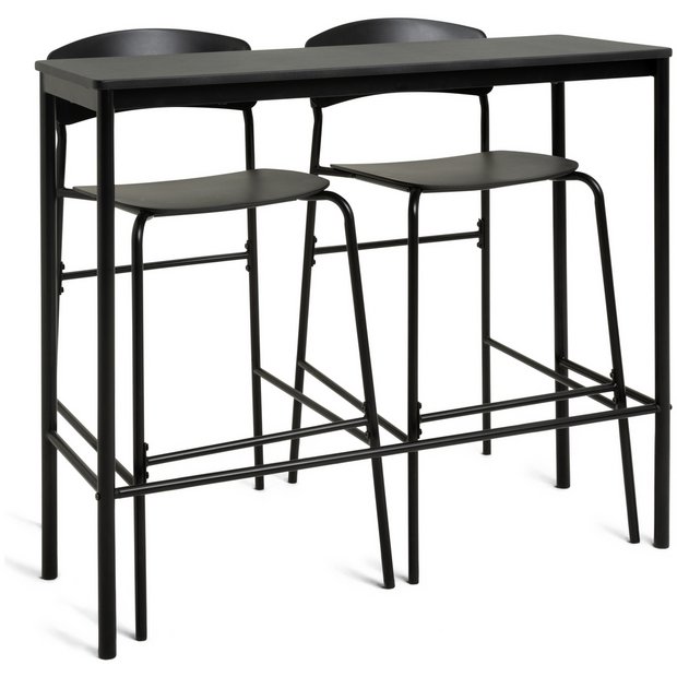 Buy Argos Home Stella Metal Bar Table & 2 Black Bar Stools | Bar tables and sets | Argos