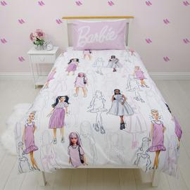 Barbie White Reversible Kids Bedding Set - Single