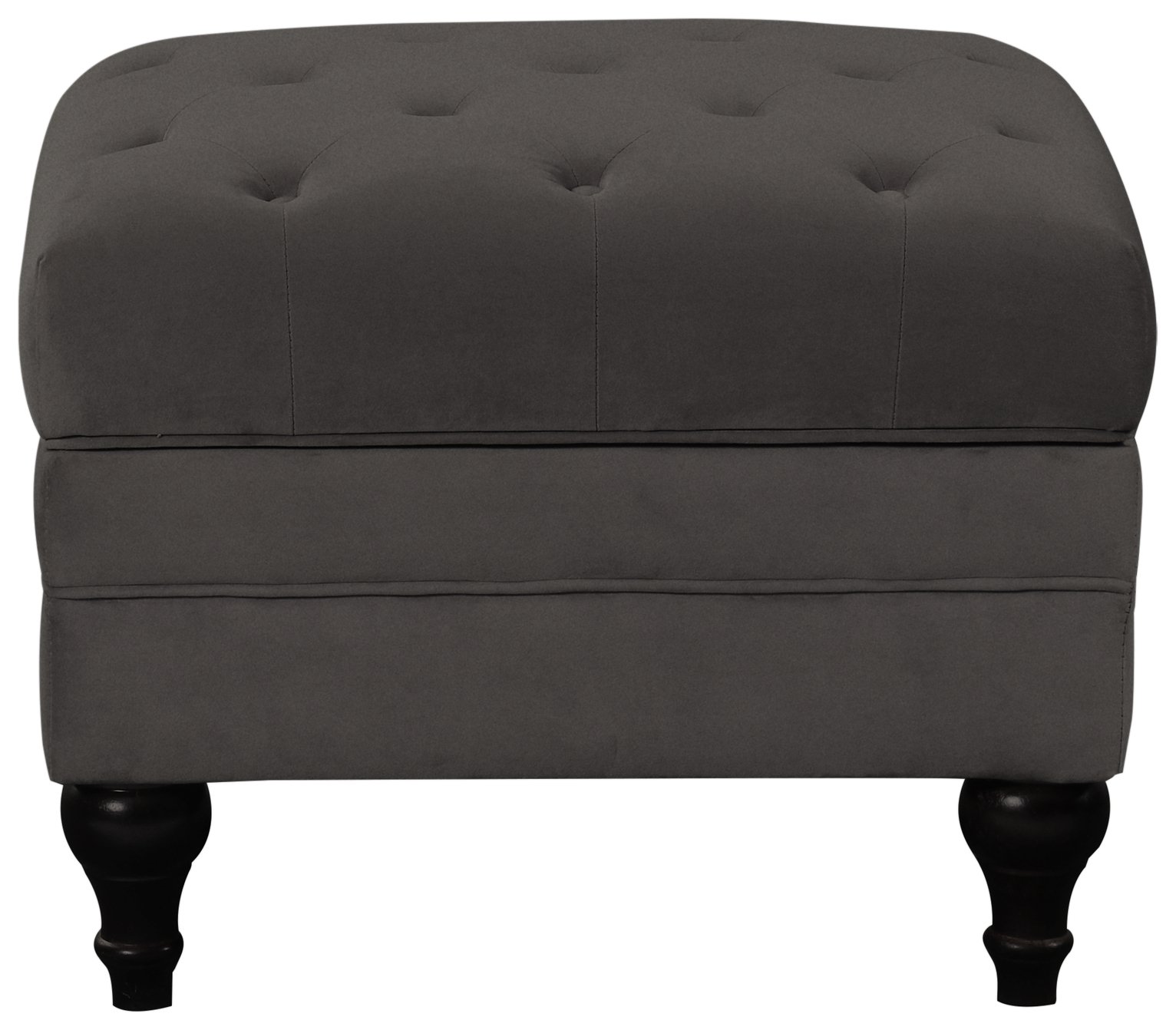 Habitat Chesterfield Velvet Footstool - Charcoal