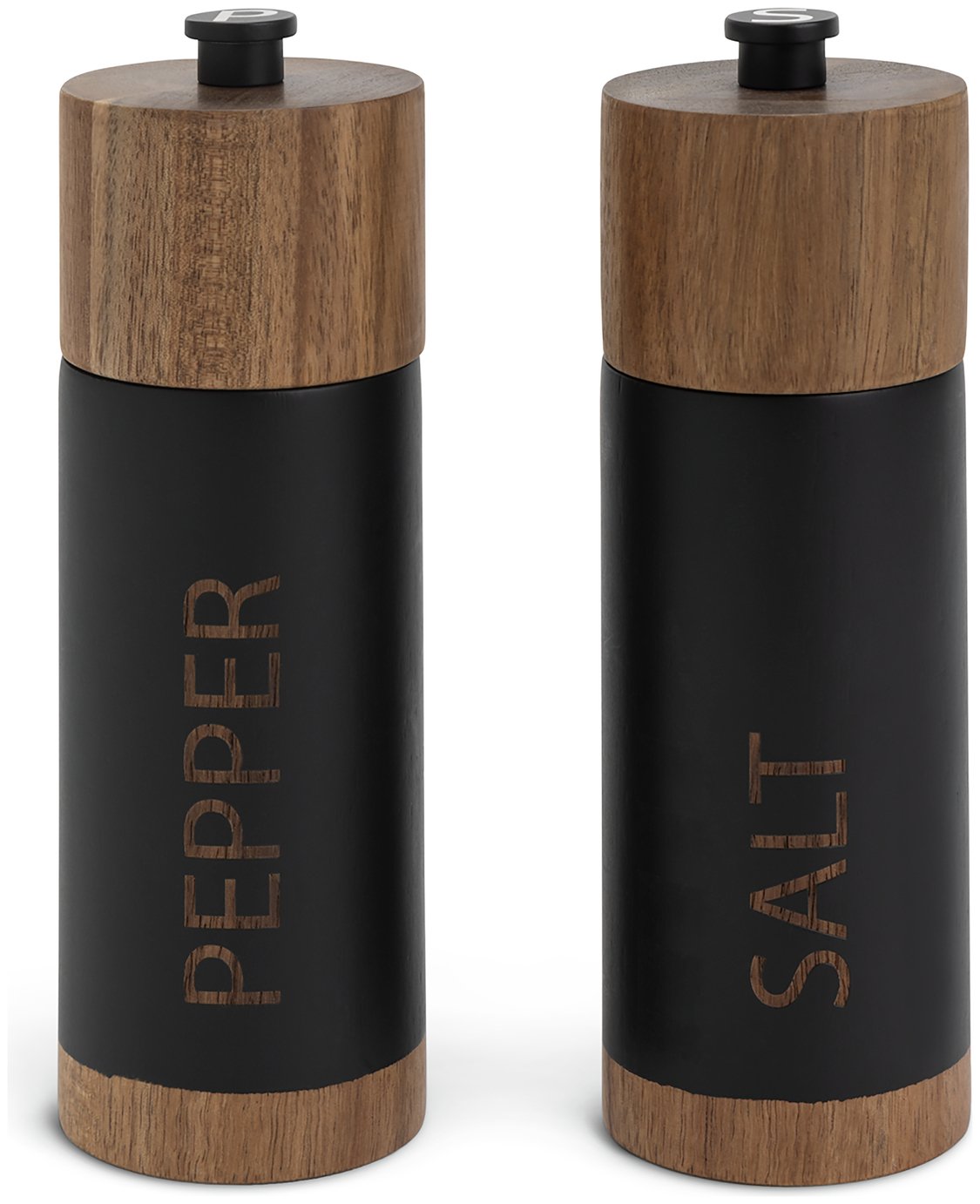 Habitat Acacia Wood Salt and Pepper Mill Set - Black