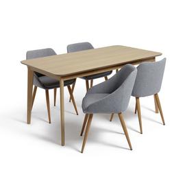 Buy Argos Home Skandi Oak Veneer Dining Table 6 Blue Chairs Dining Table And Chair Sets Argos
