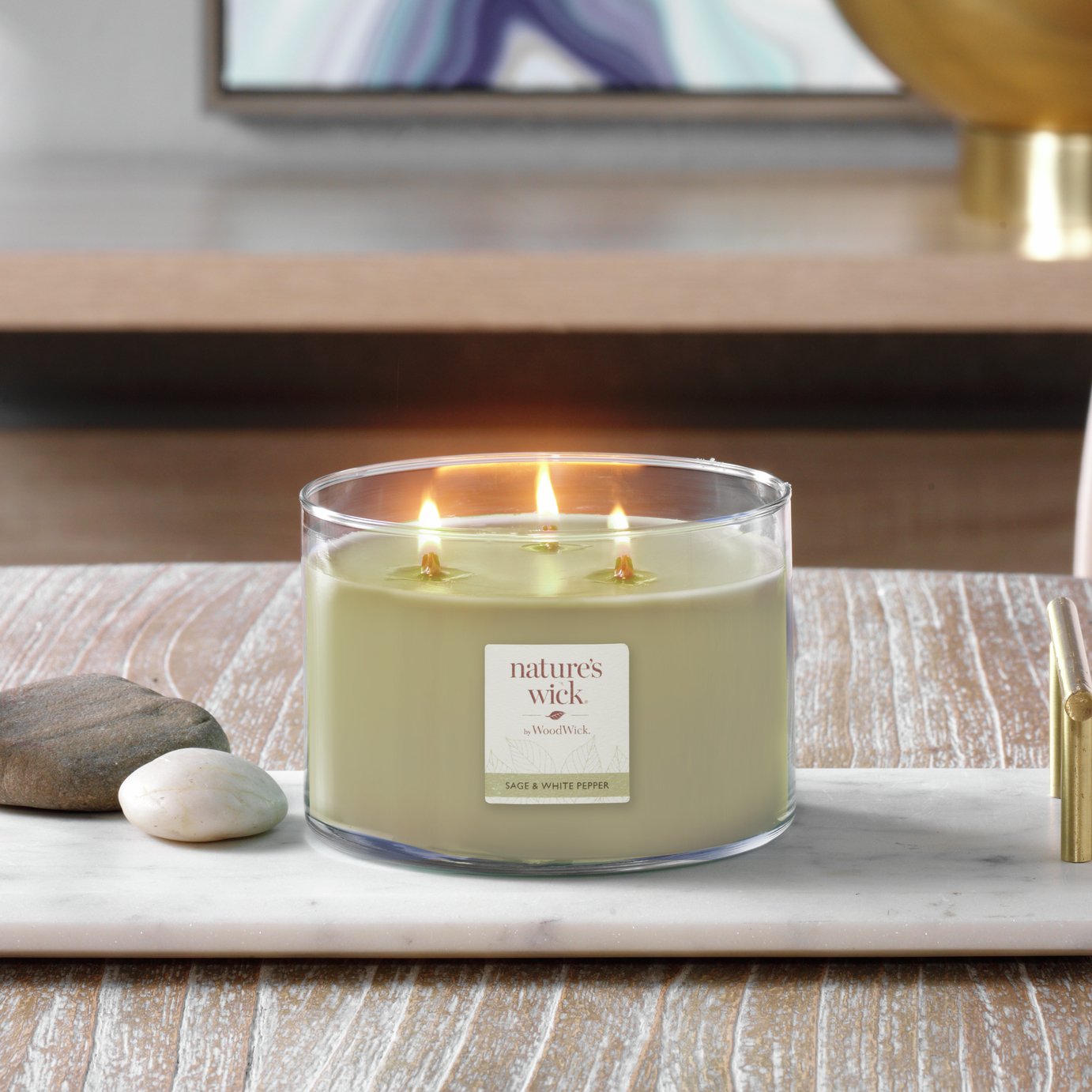 Natures Wick Large Multi Wick Candle - Sage & White Pepper