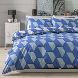 Argos Home Industrial Hex Geo Blue Bedding Set
