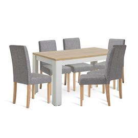 Argos Home Preston Dining Table & 6 Grey Chairs 