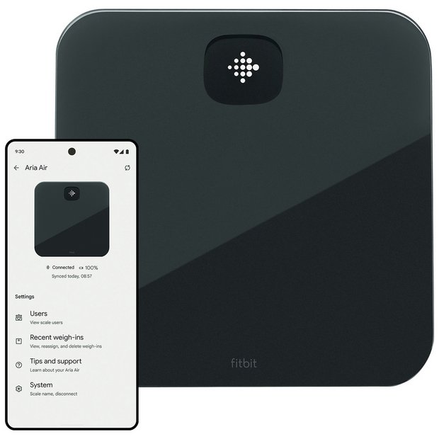 Fitbit FB203BK Aria Air Smart Digital Scale - Black - Bluetooth Wireless 