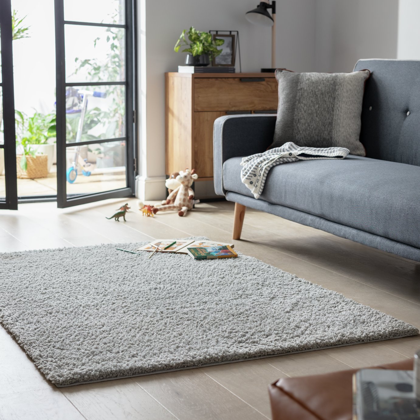 Habitat Cosy Grey Shaggy Rug - 200x290cm