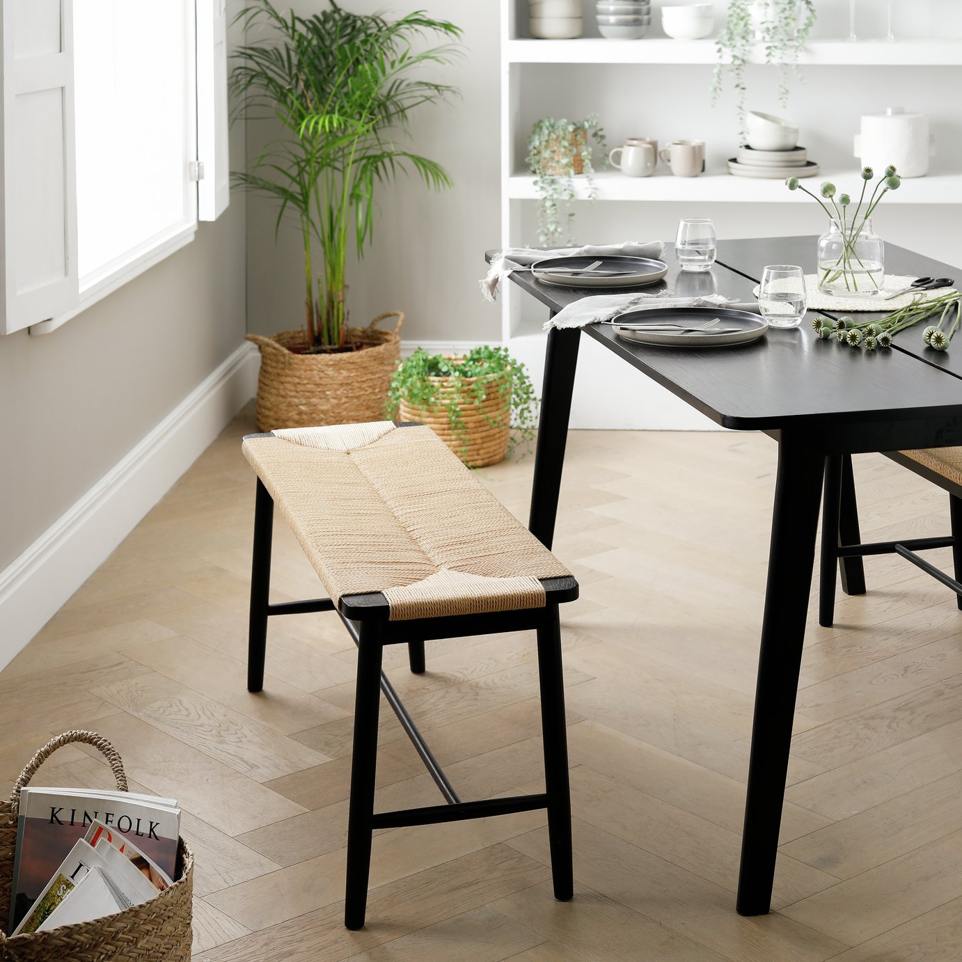 Habitat Hanna Oak Bench - Black