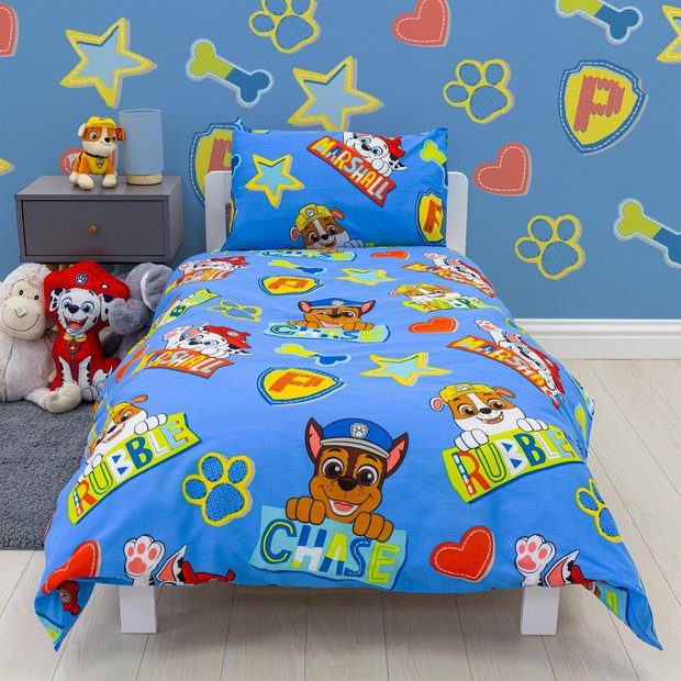 Paw patrol cot bed best sale bedding set