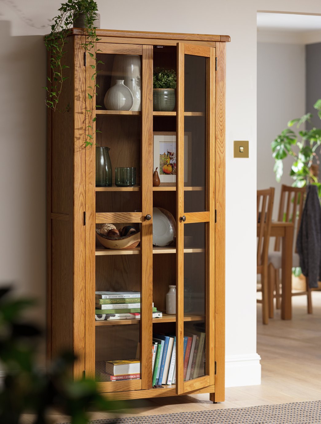 Argos Home Kent 2 Door Glass Display Cabinet - Oak