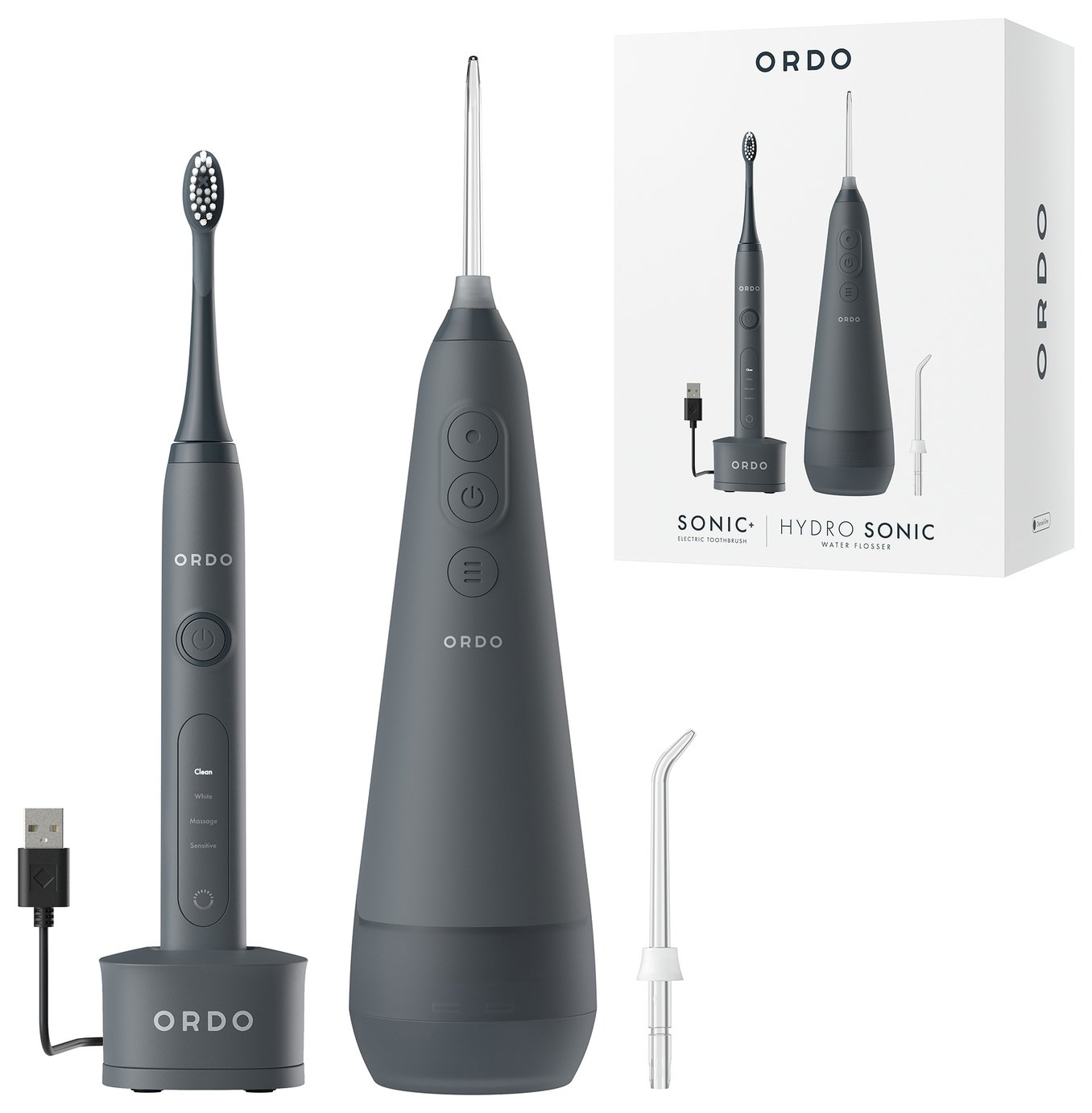 Ordo Sonic+ Toothbrush & Hydro Sonic Water Flosser- Grey