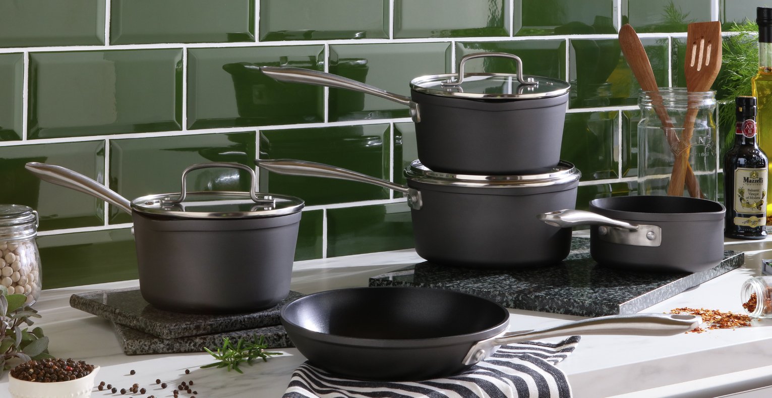 Habitat 5 Piece Hard Anodised Aluminium Pan Set