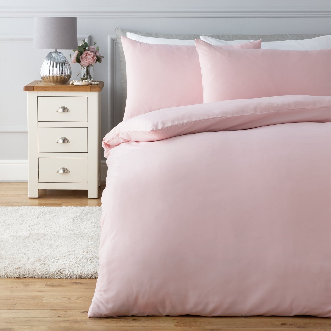 Silentnight Supersoft Plain Blush Pink Bedding Set -Kingsize