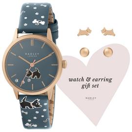 Radley Printed Leather Strap Watch and Earring Gift Set