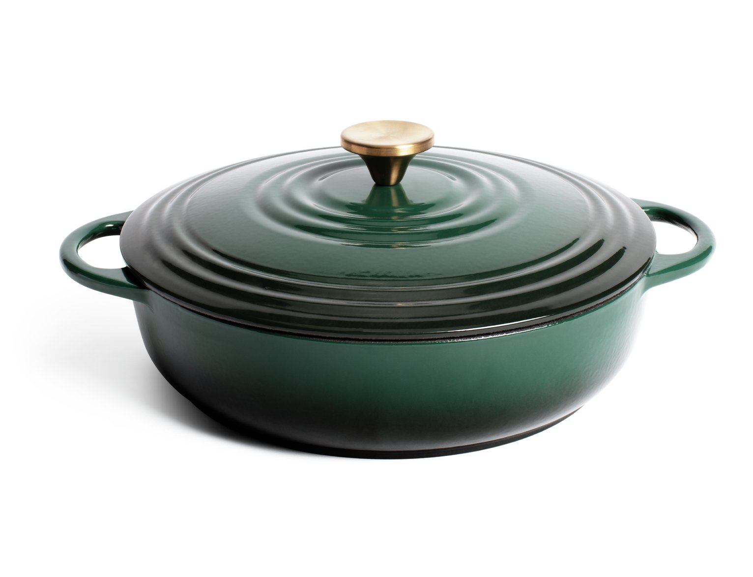 Habitat 4 Litre Cast Iron Shallow Casserole Dish - Green