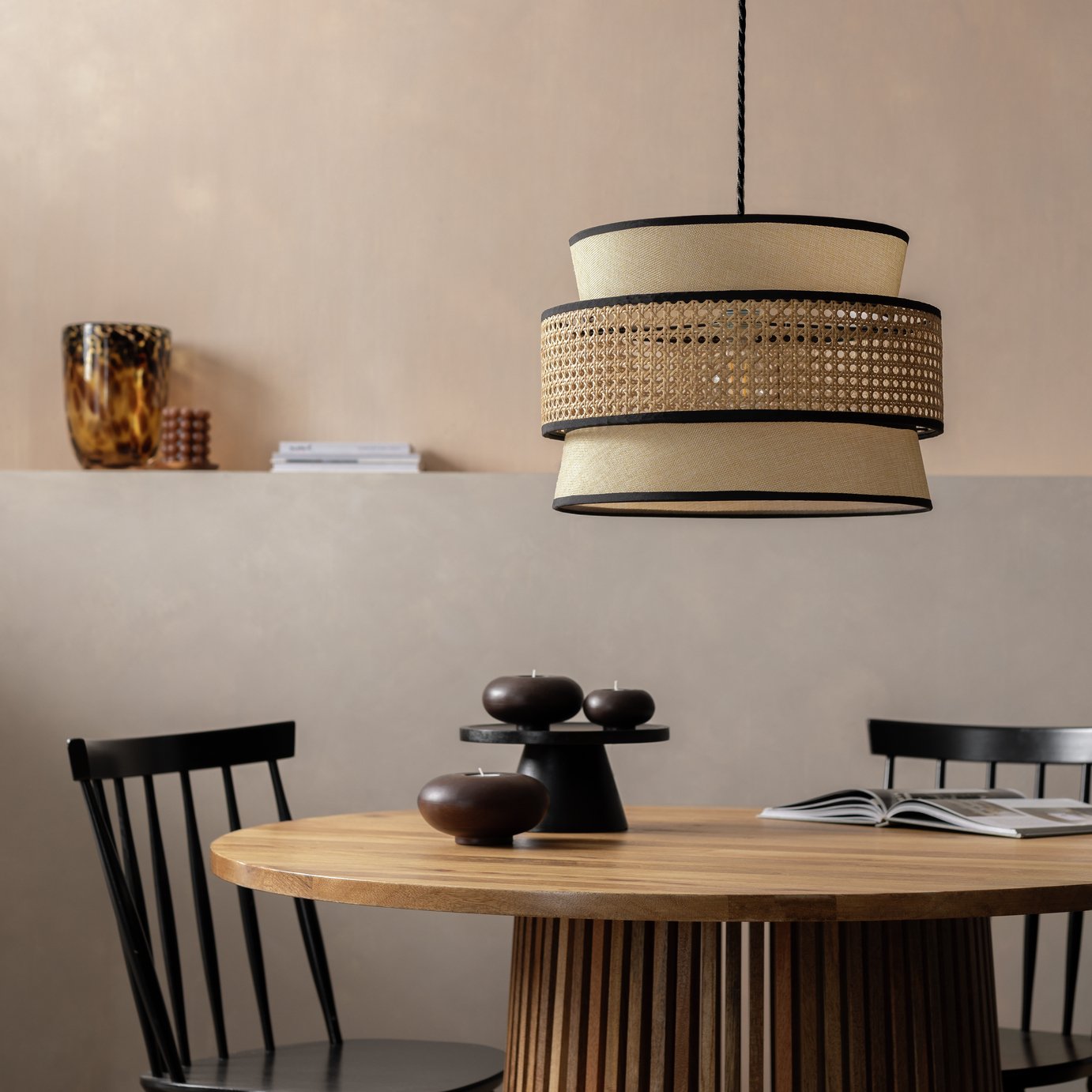 Habitat Ashi Natural Rattan 3 Tier Easy Fit Lampshade - 40cm