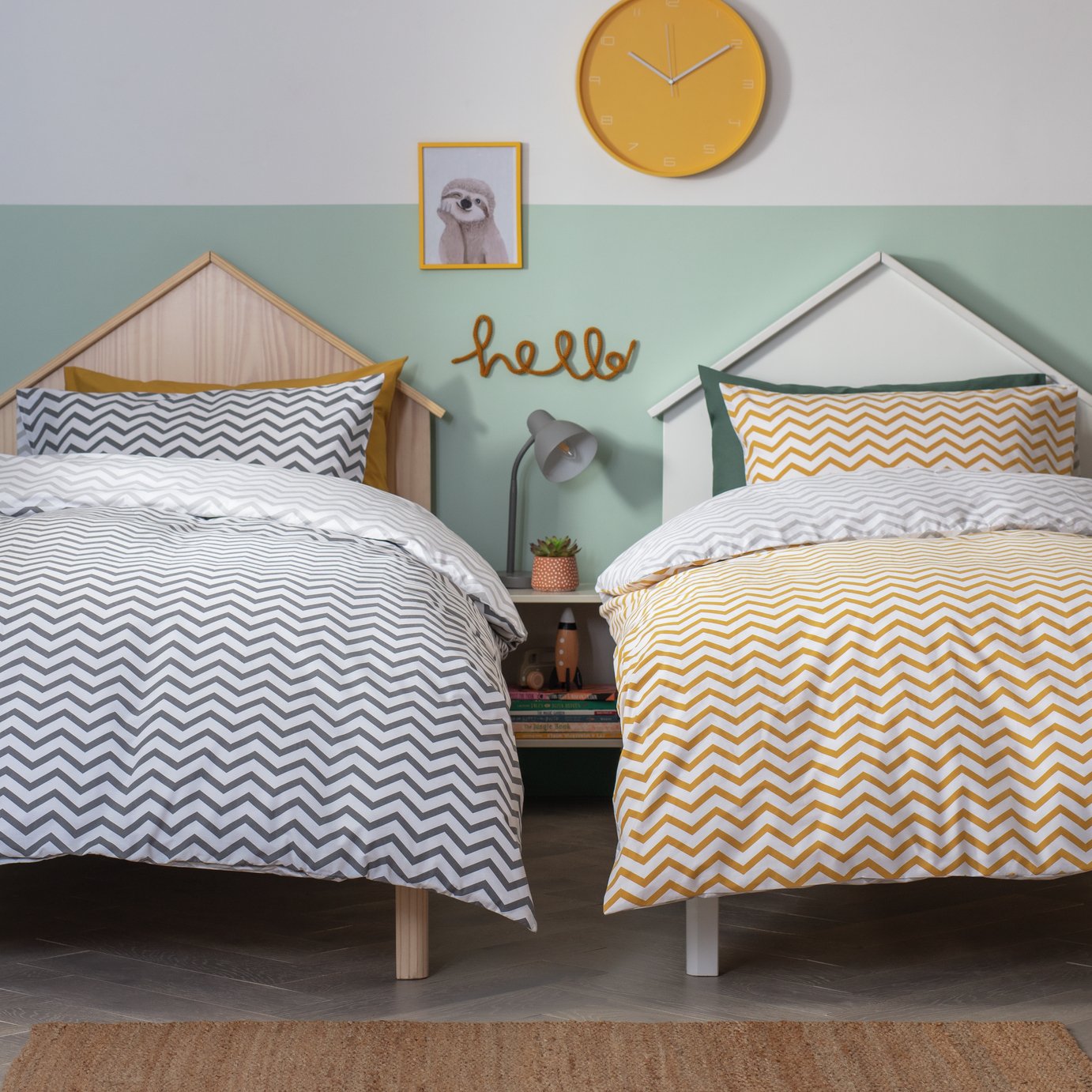 Habitat Zig-Zag Twin Pack Kids Bedding Set - Single