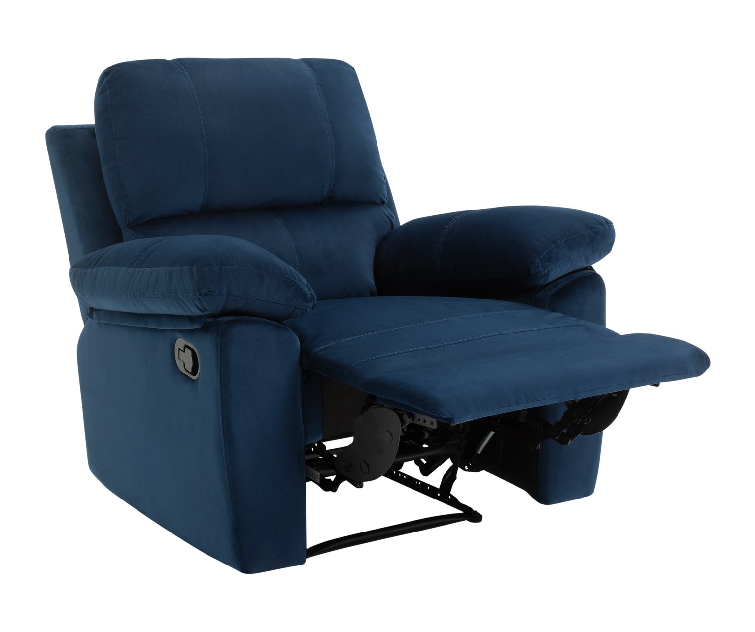 Toby Velvet Manual Recliner Chair - Navy