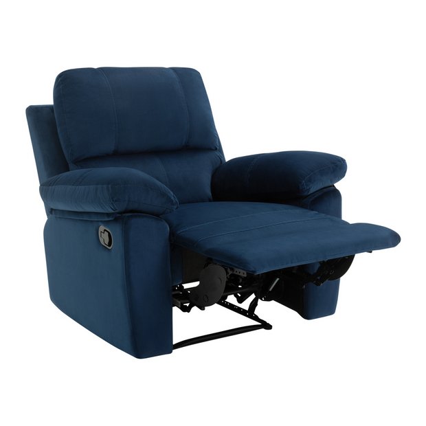 Buy Toby Velvet Manual Recliner Chair Navy Armchairs and chairs Argos