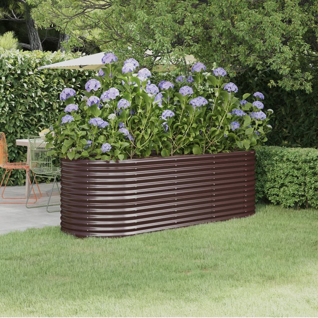 Walplus Galvanised Steel Raised Garden Bed - Brown - 224 x 80 x 68 cm