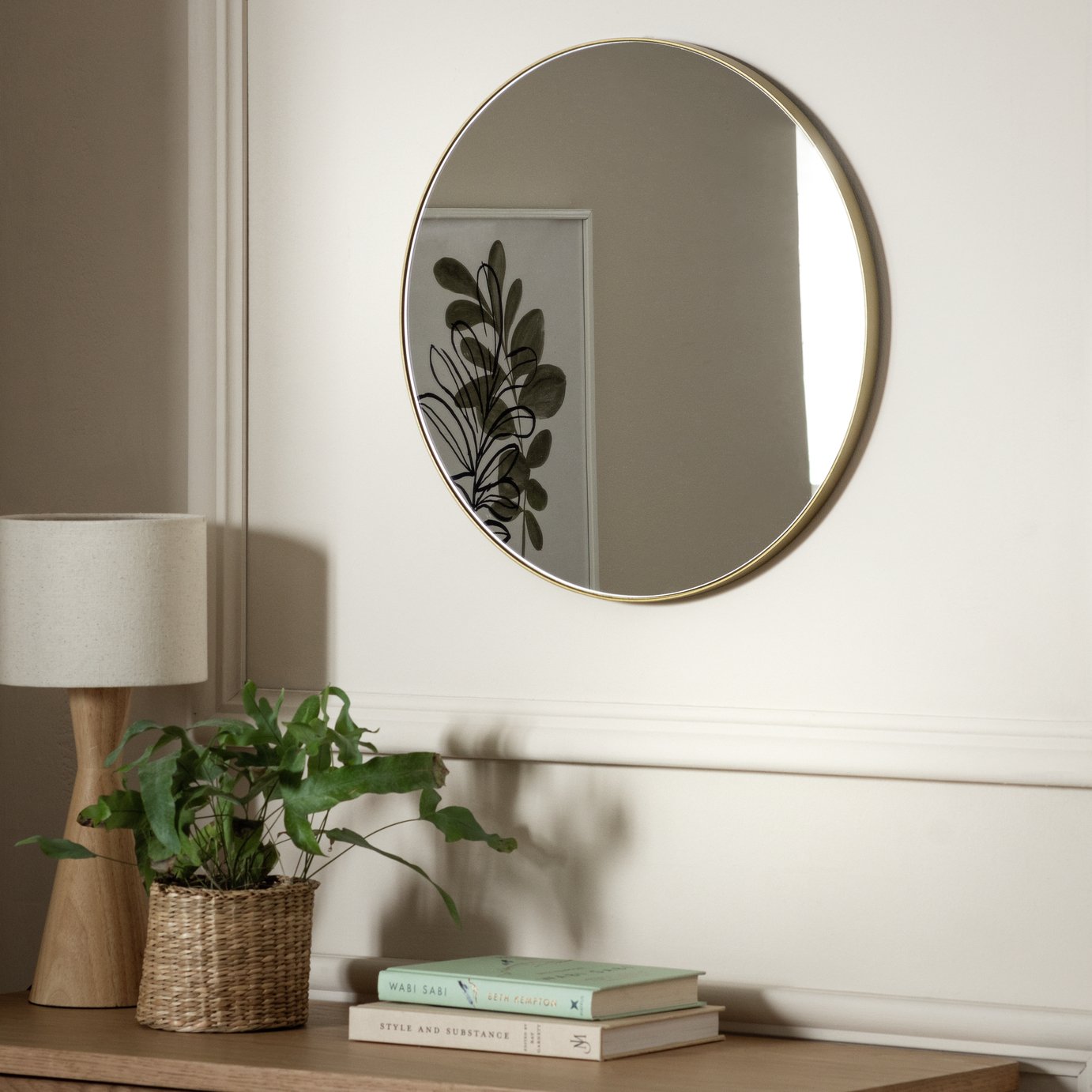 Habitat Gold Finish Round Wall Mirror - 40x40cm